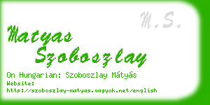 matyas szoboszlay business card